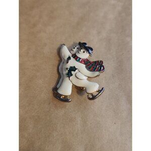 Christmas Brooch Skating Snowmen Holiday Fashion Jewelry